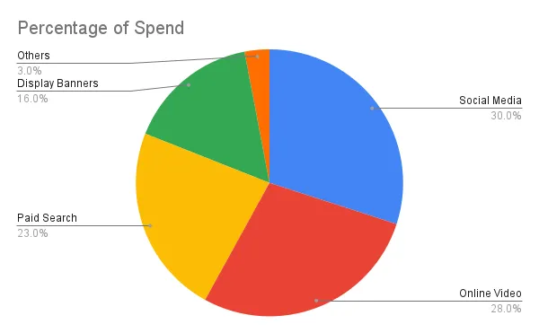 SM expenditure_11zon percentage spent on different online channels for digital marketing