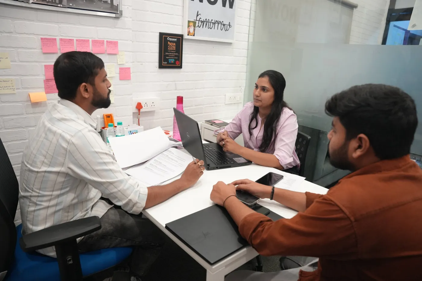 Digital Nest placement team discussing candidates with a recruiter